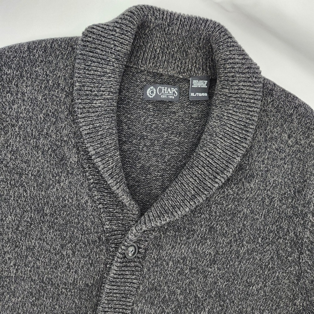Charcoal Gray Mens Fisherman Grandpa Shawl Collar Cardigan Size XL Old Money